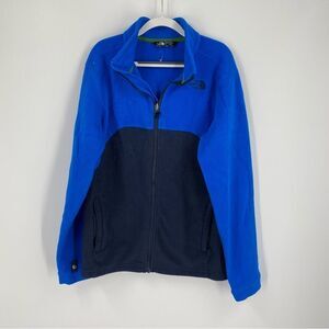 The North Face Boys’ Zipper Closing Blue Color Block Fleece Jacket size L 14/16